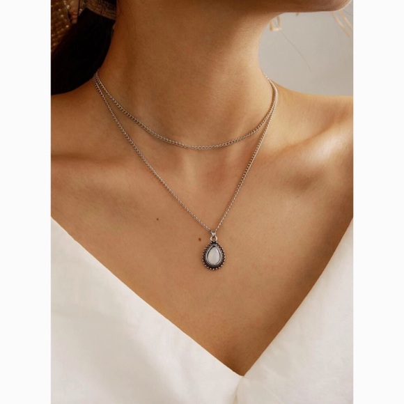 Free People Jewelry - “Soulmate” Moonstone Gem Layered Indie Necklace